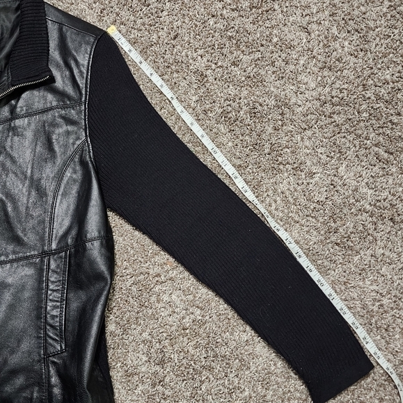 JACLYN Smith classics 100% leather and ribbed knit fabric jacket sz 12 - Picture 6 of 11